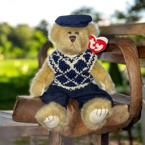 Vintage TY Attic Treasures 9" Mulligan Collectible Bear Golfer With Tags